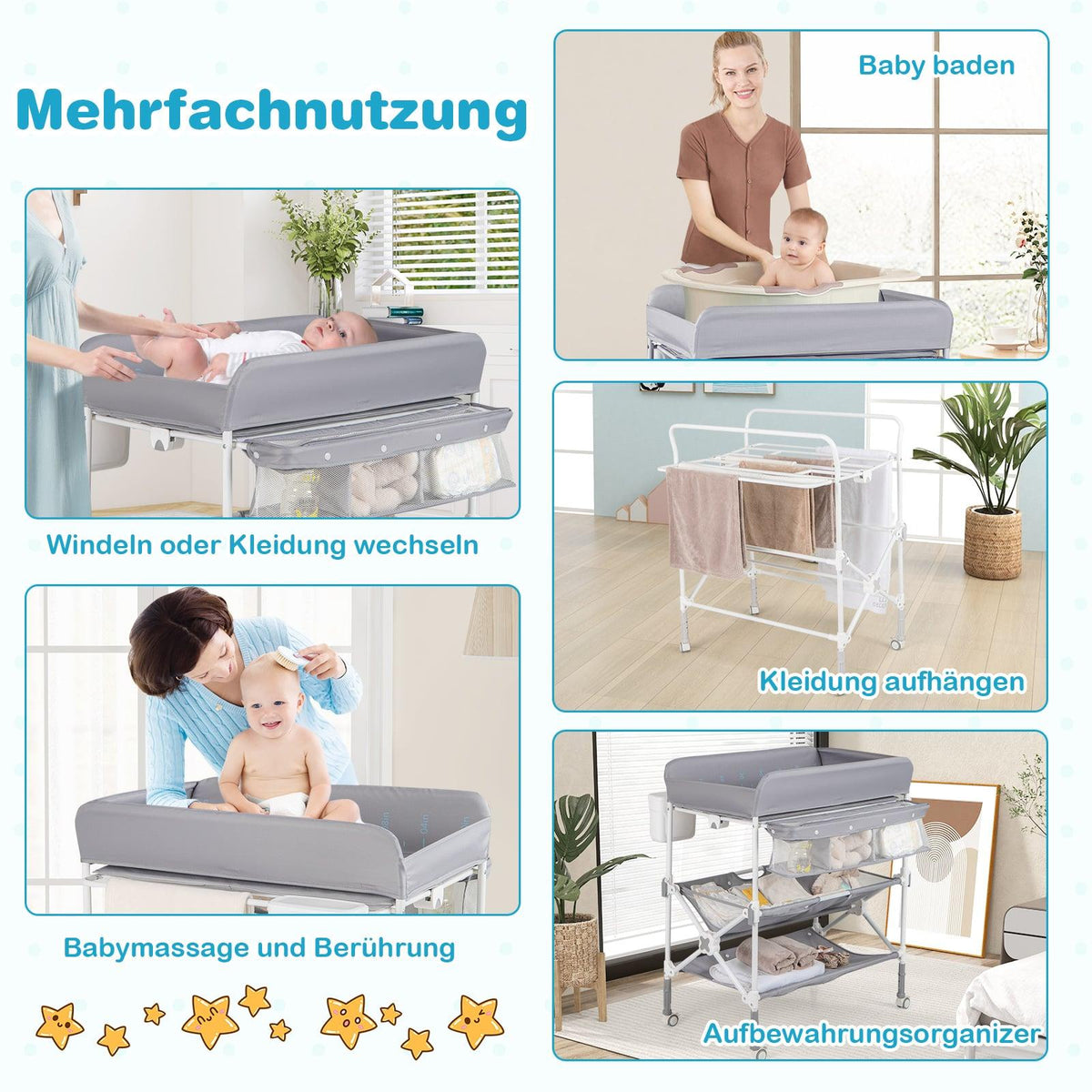Portable Changing Table with Adjustable Height and Wheels