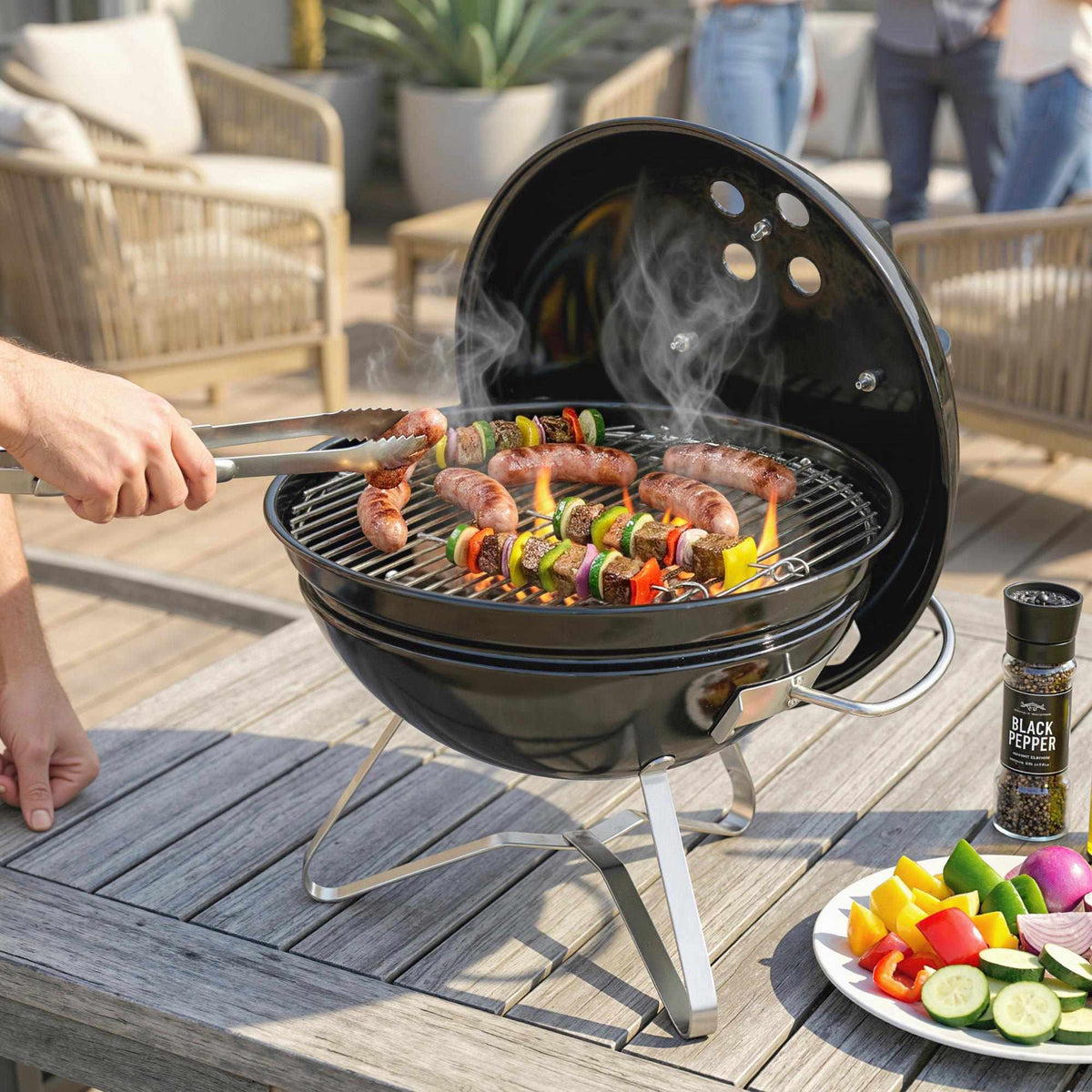 Portable Charcoal Kettle Grill with Lid and Vent, 41 cm