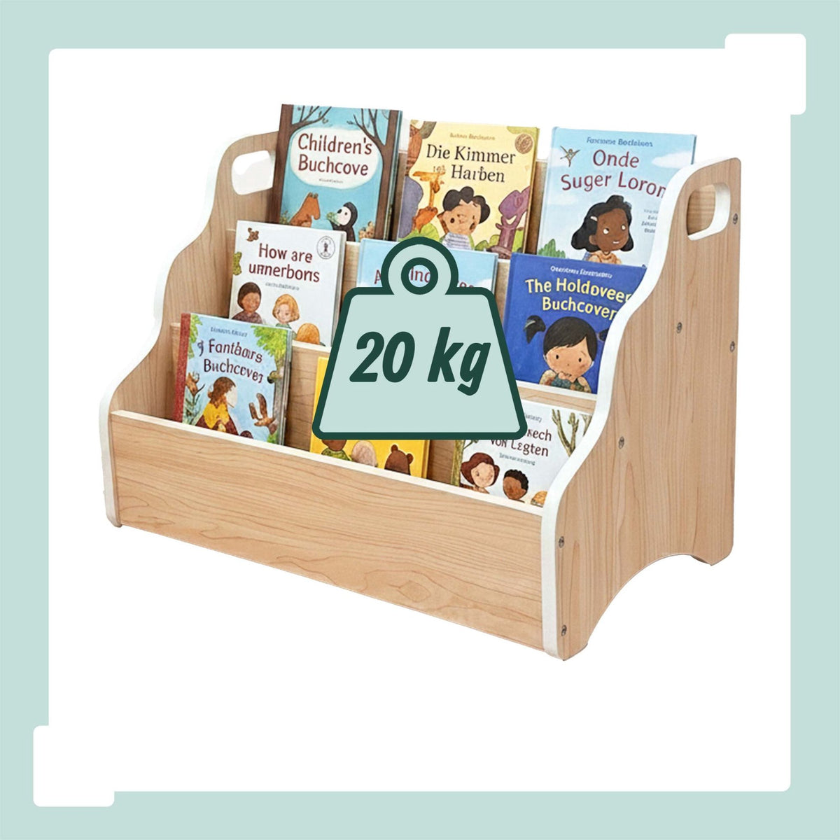 Portable Children's Bookcase – Natural Wood, 3-Tier MDF