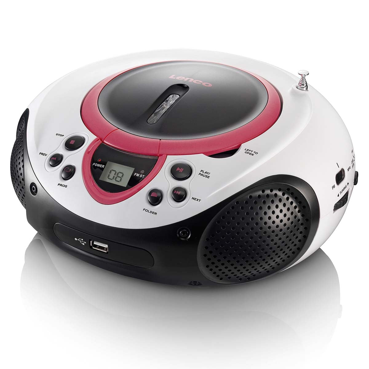 Portable FM Radio CD and USB player Pink