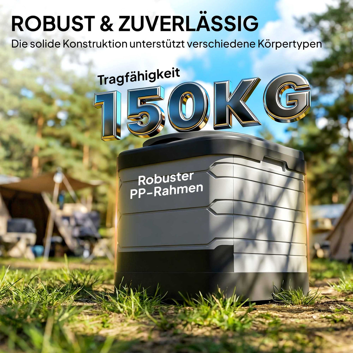 Portable Folding Camping Toilet with 12 Bags, 150kg Capacity