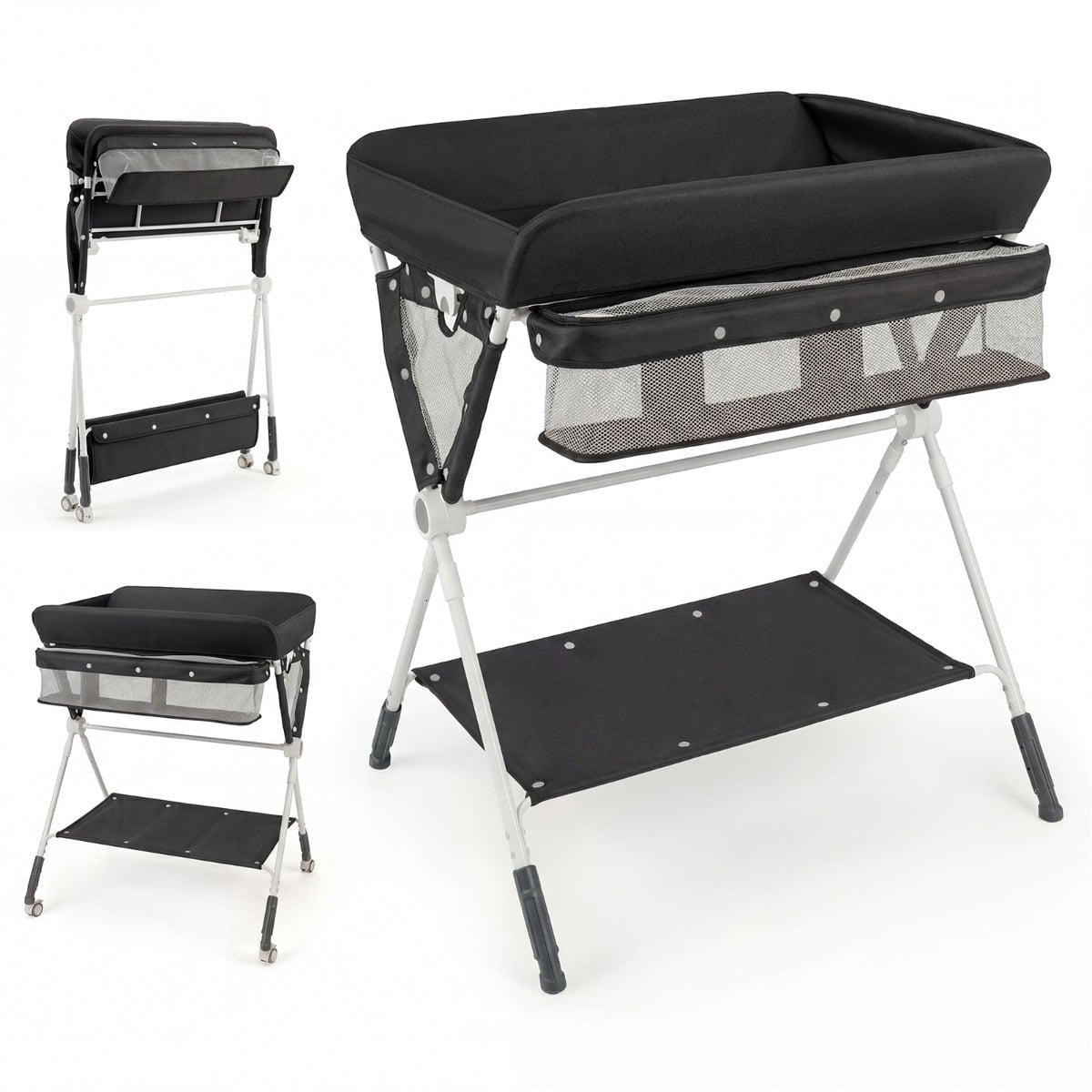 Portable Folding Changing Table with Adjustable Height, Black