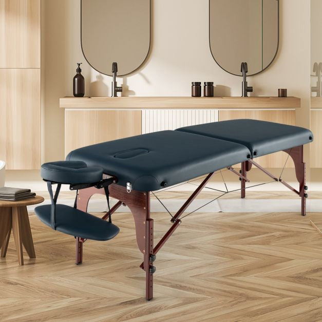 Portable Folding Massage Table, Adjustable Height, Carry Case, Navy