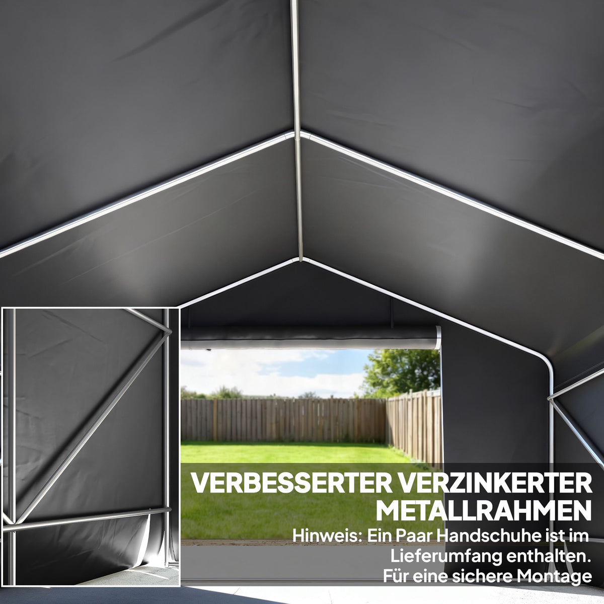 Portable Garden Shed, Bike Tent, Dark Grey, Metal Frame