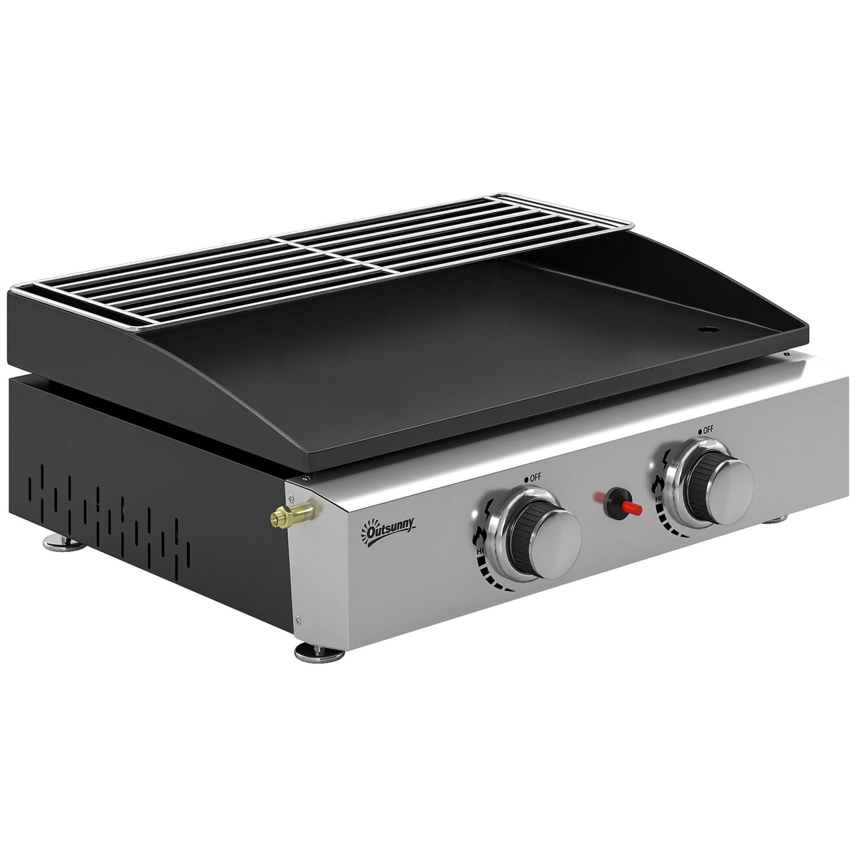 Portable Gas Grill with 2 Burners, Ceramic Coated Grate