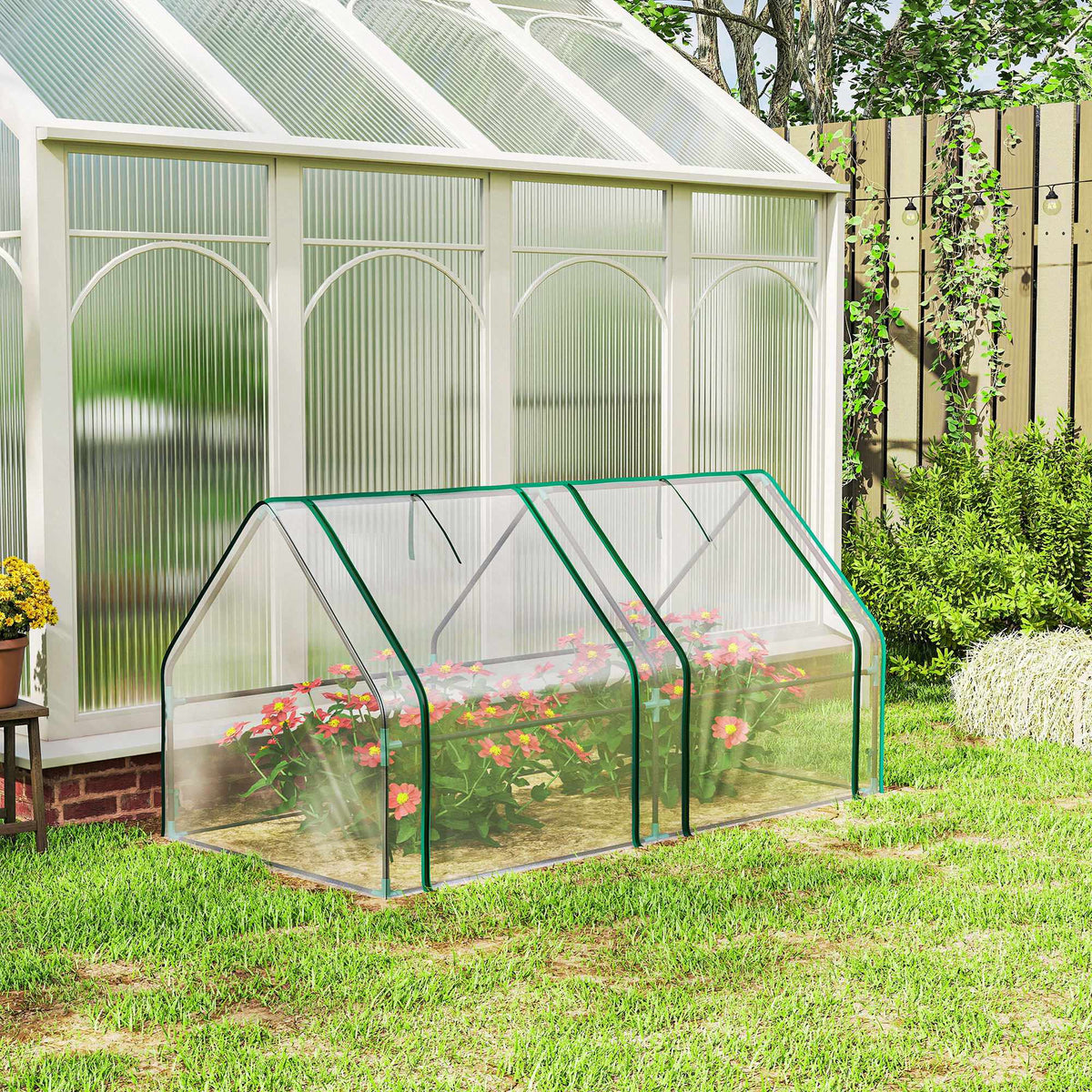 Portable Greenhouse with Zipper Doors, 180x90x90 cm, PVC Cover