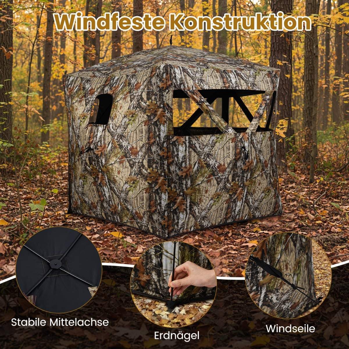 Portable Hunting Blind for 4 with Silent Windows
