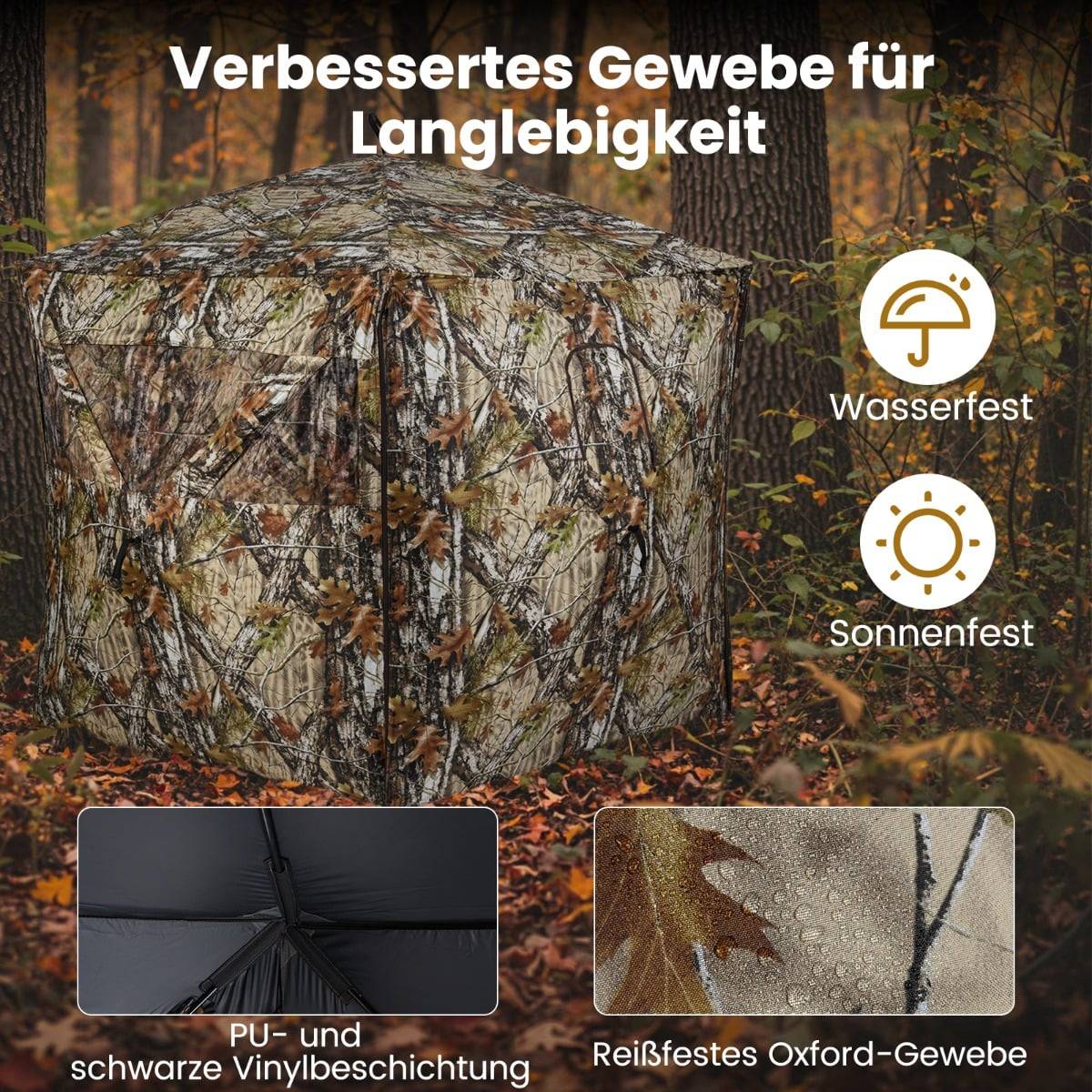 Portable Hunting Blind for 4 with Silent Windows