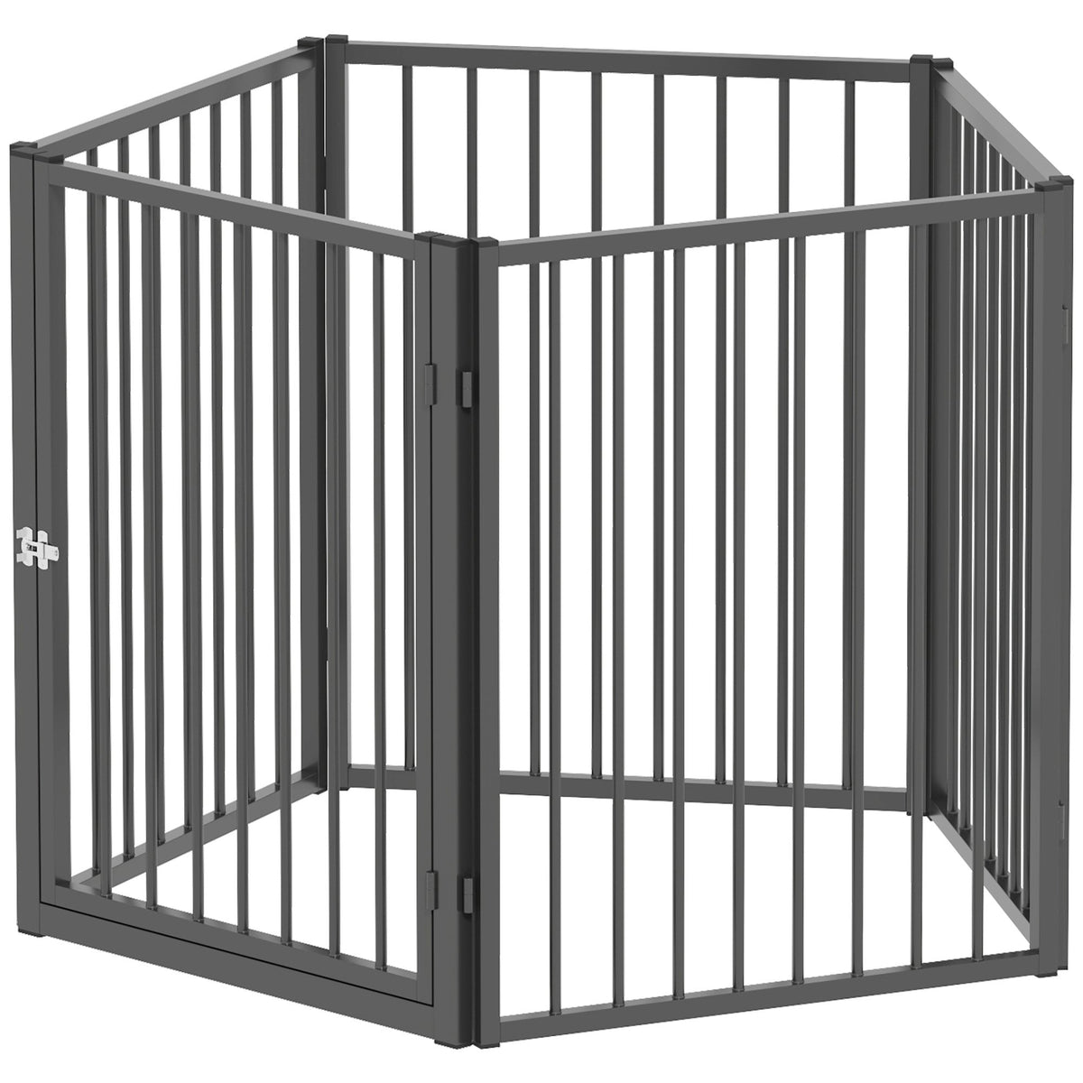 Portable Pet Playpen, 5 Panels, Black Steel Fence