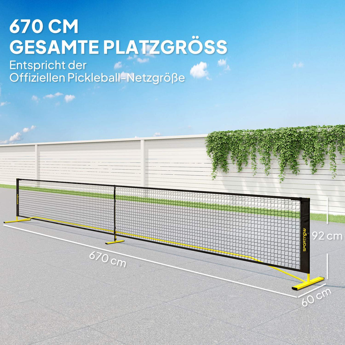 Portable Pickleball Net 6.7m with Carry Bag Metal Frame for Indoor Outdoor Yellow