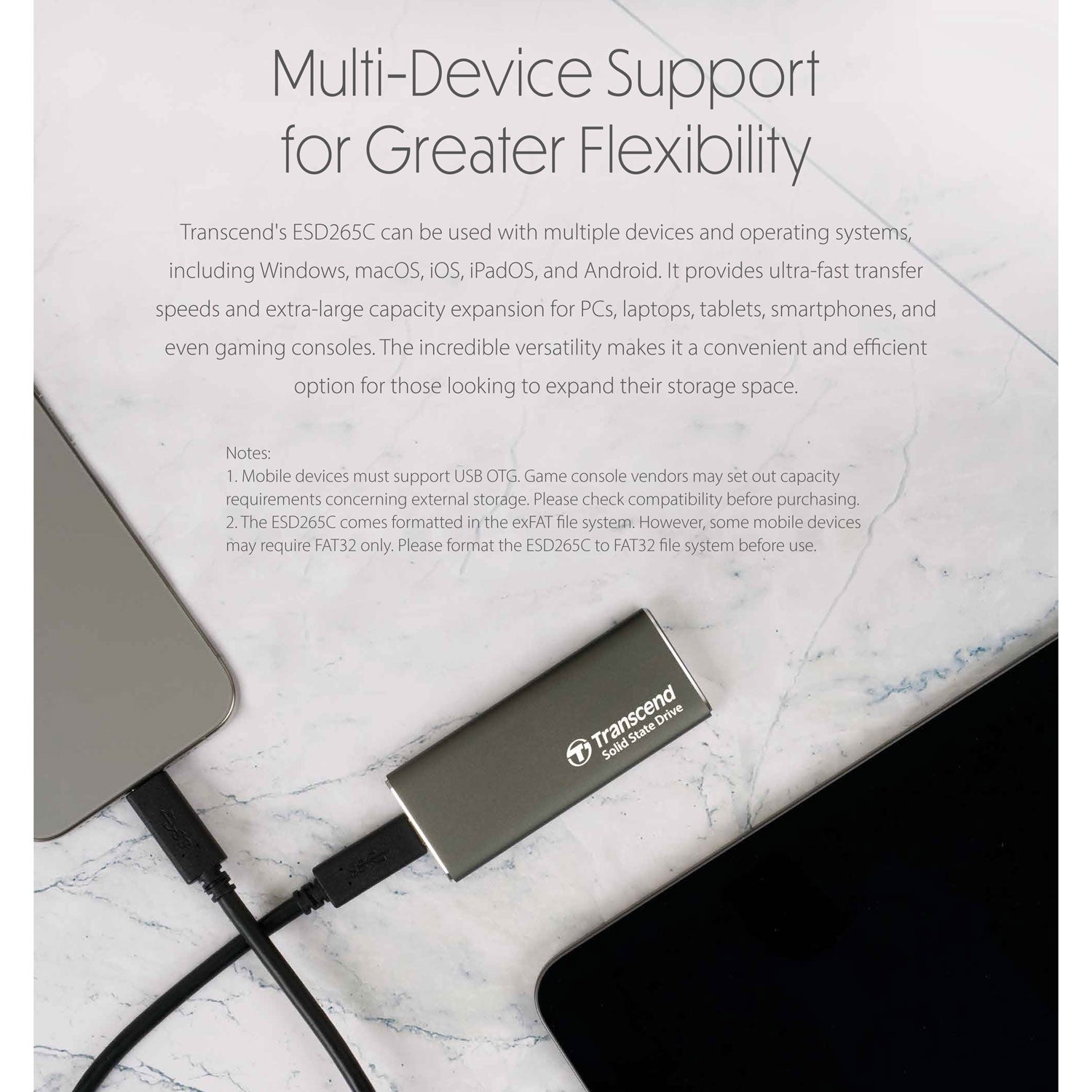 Portable SSD ESD256C USB-C 500Gb 10Gbps (R1050/W950 Mb/s) Aluminum