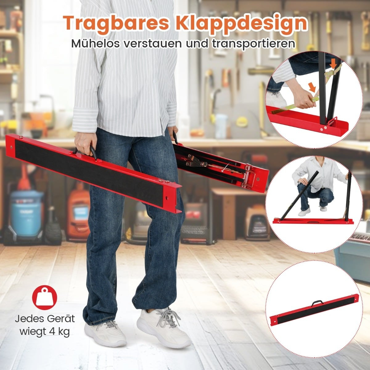 Portable Sawhorse Set, Galvanized Metal, Non-Slip, 375kg Capacity