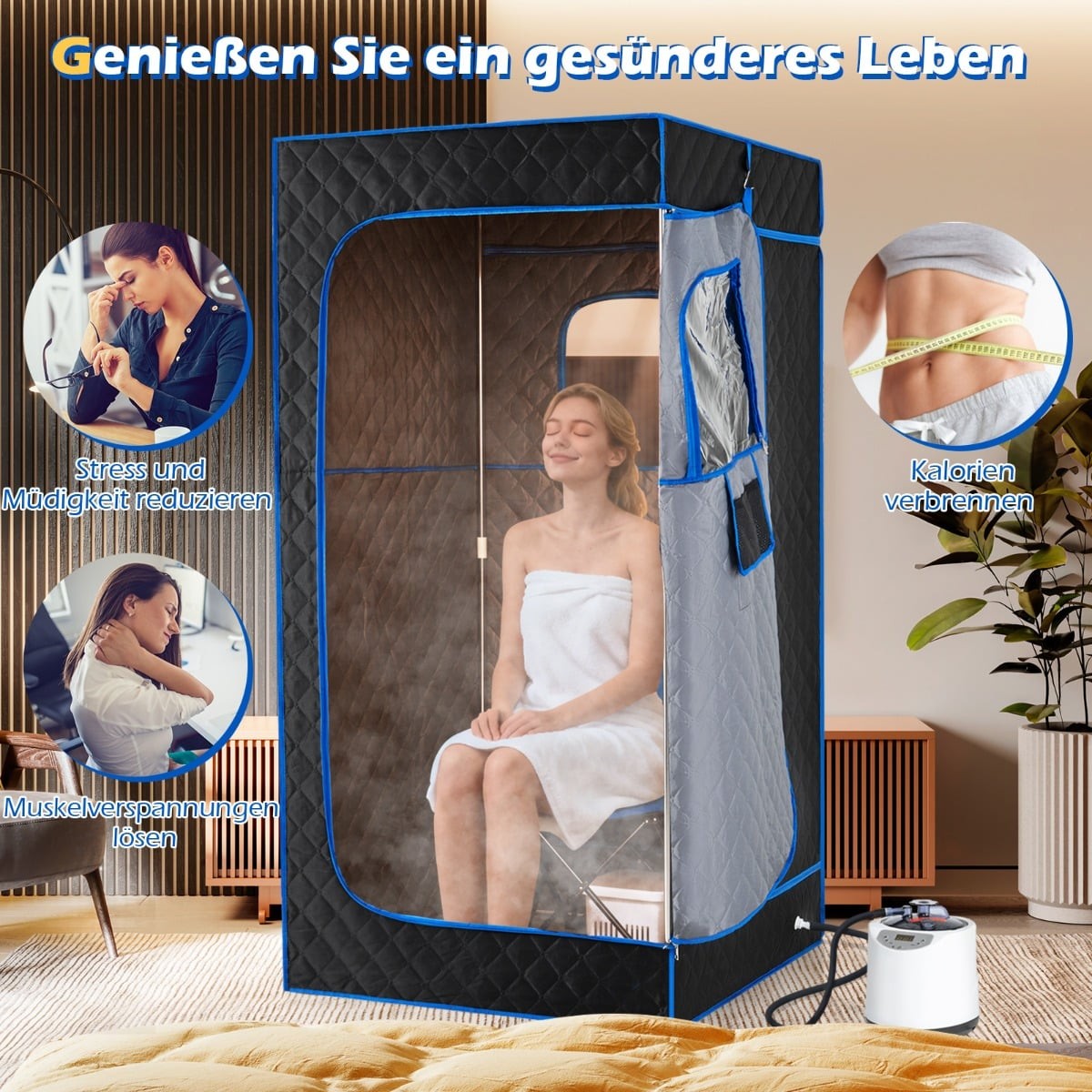 Portable Steam Sauna Box with Chair & Mat – Home Spa