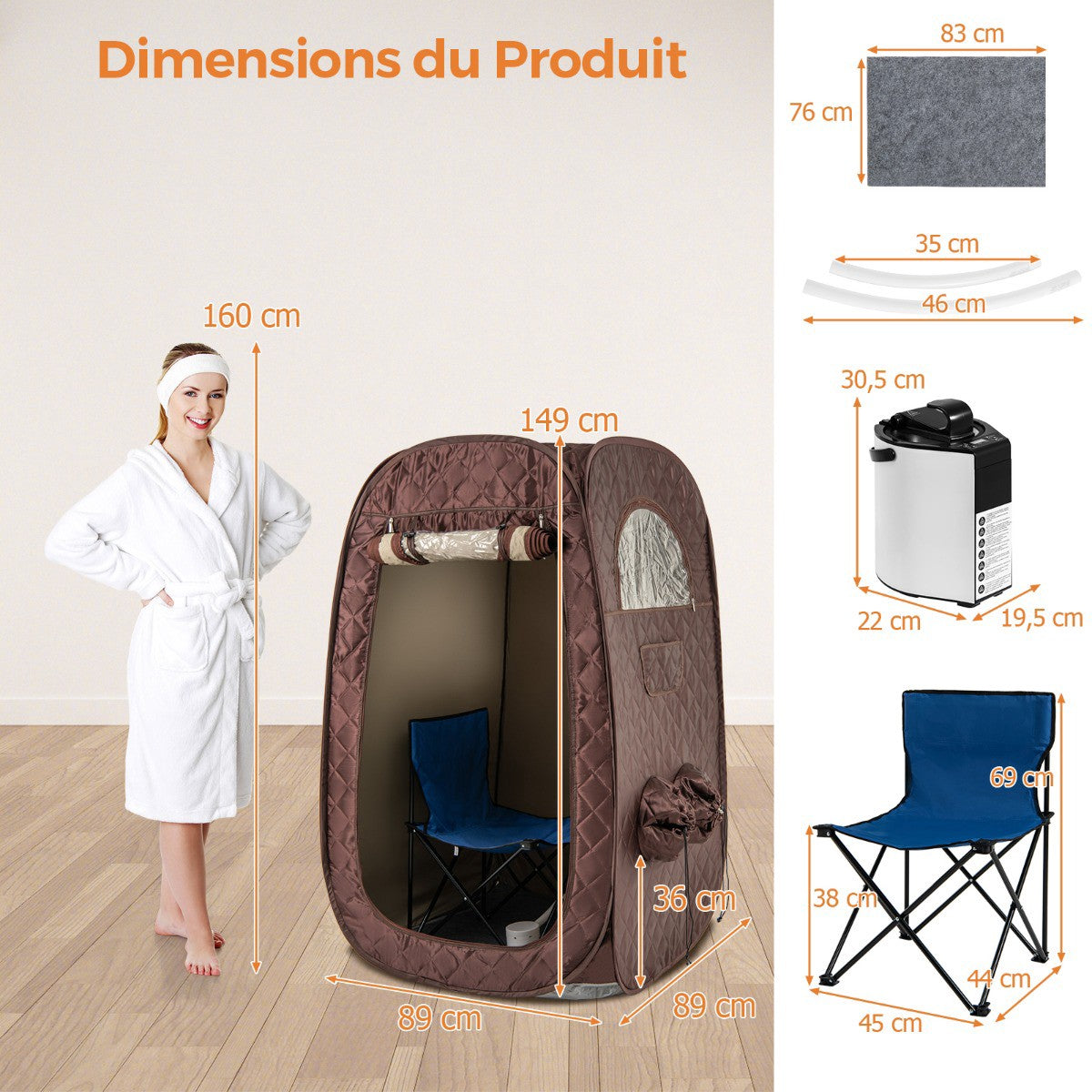 Portable Steam Sauna Tent, 3L 1000W, 1–2 Persons