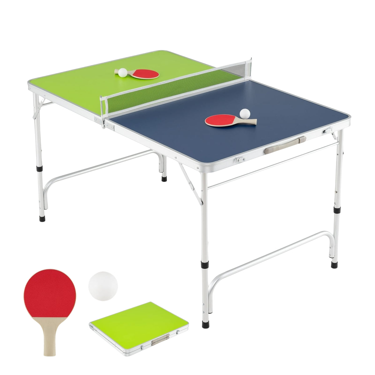 Portable Table Tennis Table Set, 120 x 76 cm, Adjustable Height