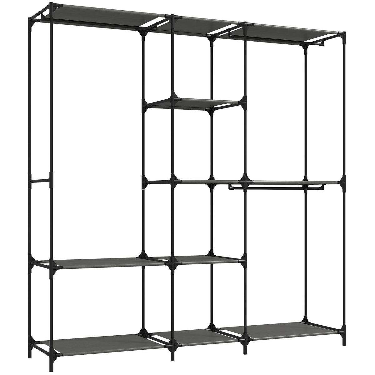 Portable Textile Wardrobe, Black, 182 x 43 x 182 cm