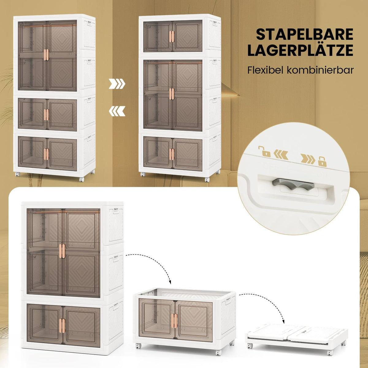 Portable Wardrobe with 10 Hangers, 421L, Wheels, Foldable