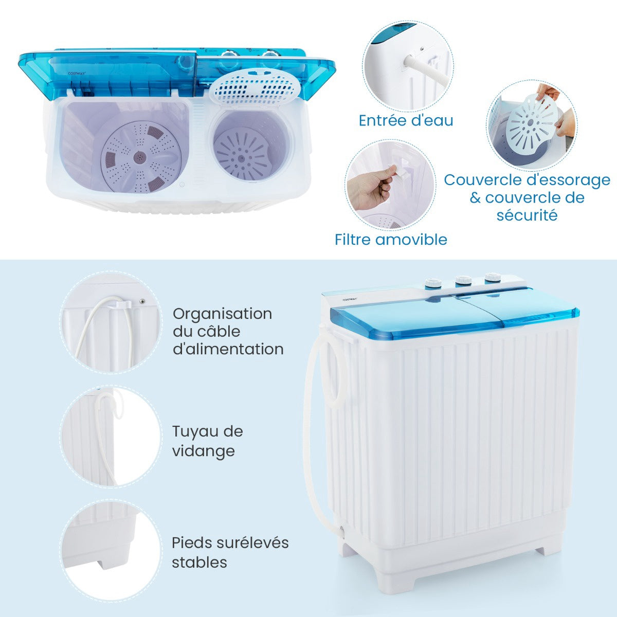 Portable Washing Machine – Twin Tub, 7.5kg Wash, 3kg Spin