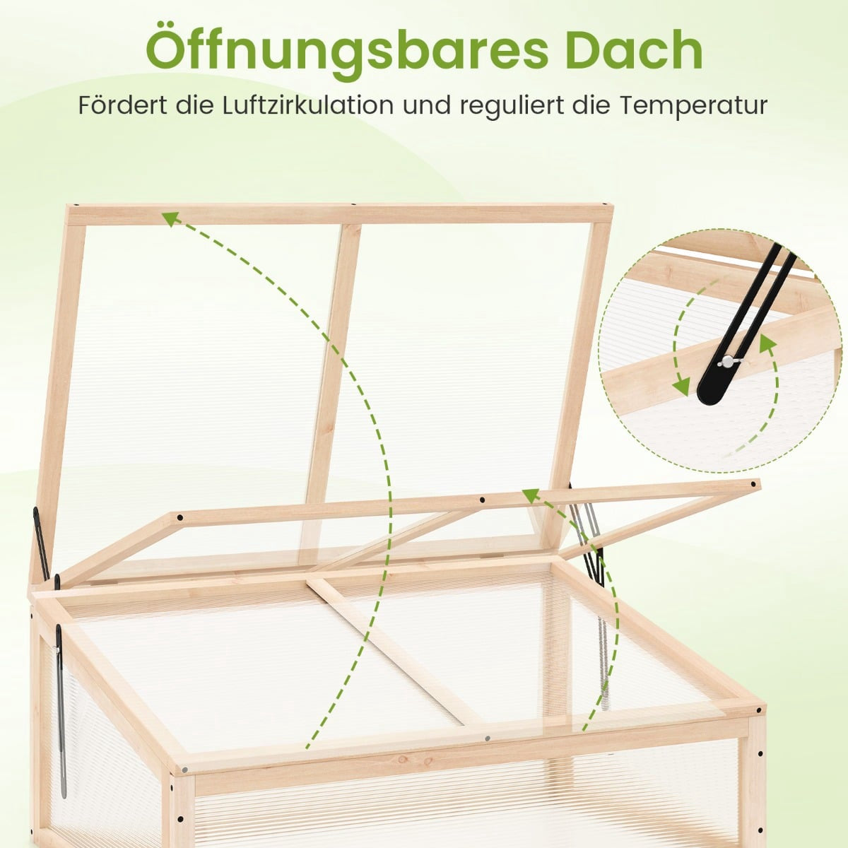 Portable Wooden Greenhouse with Adjustable Roof, 94x63x40 cm