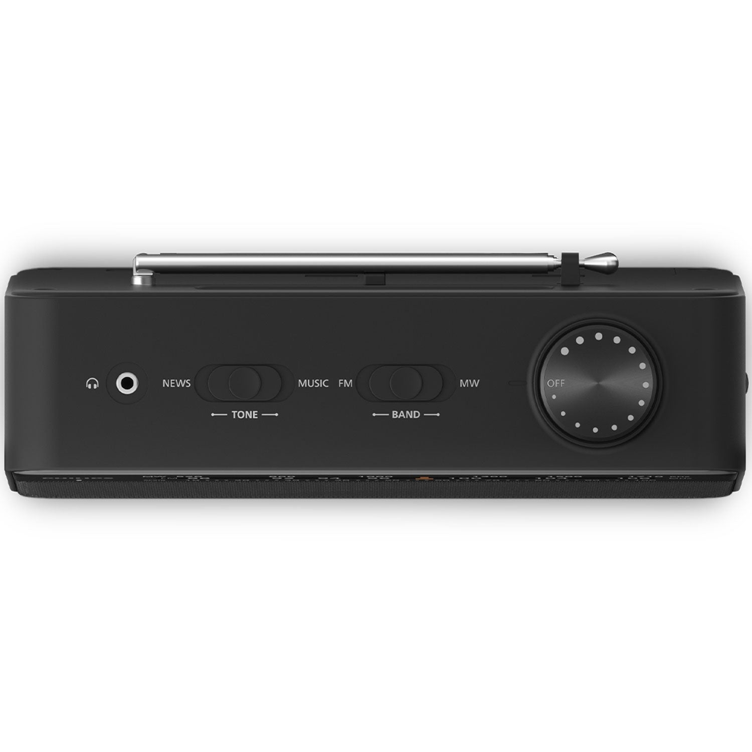 Portable analog FM/MW radio TAR2509. Mains or battery powered.