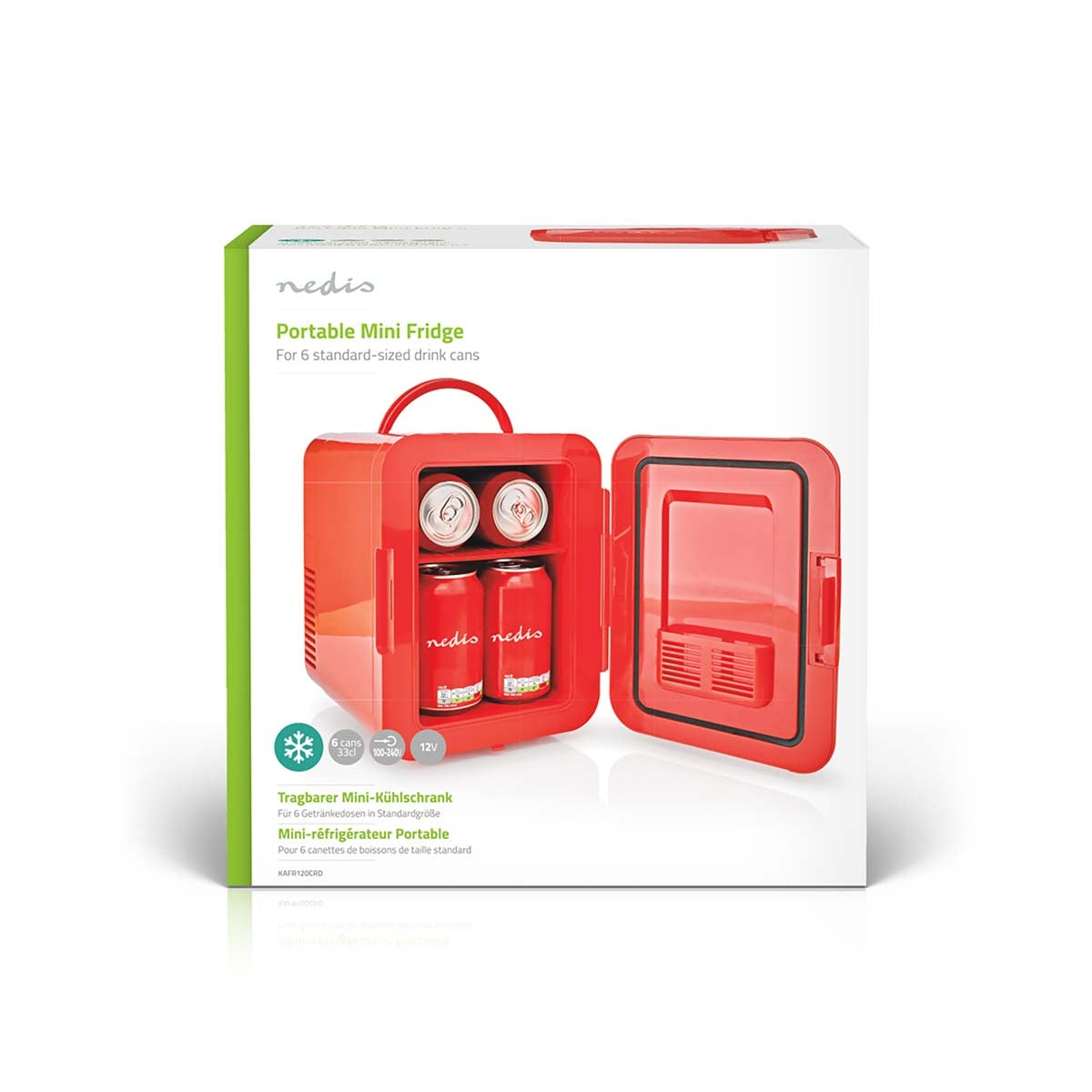 Portable mini fridge | 4 l | 12 V DC / 100 - 240 V AC | RED