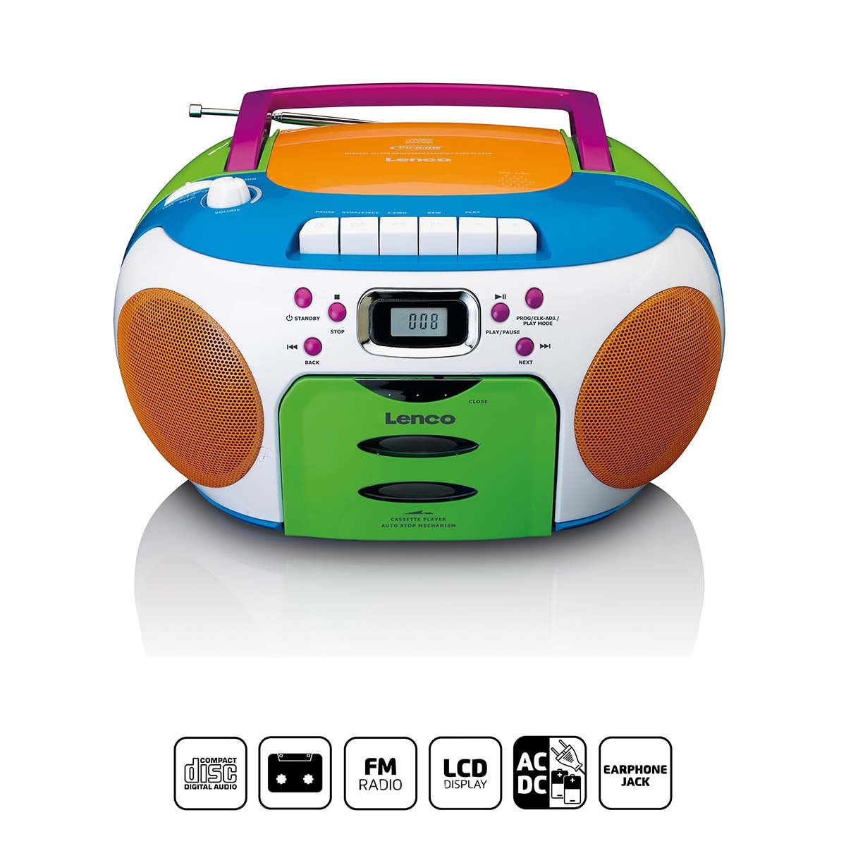 Portable radio with CD and cassette Kids Multi Colour