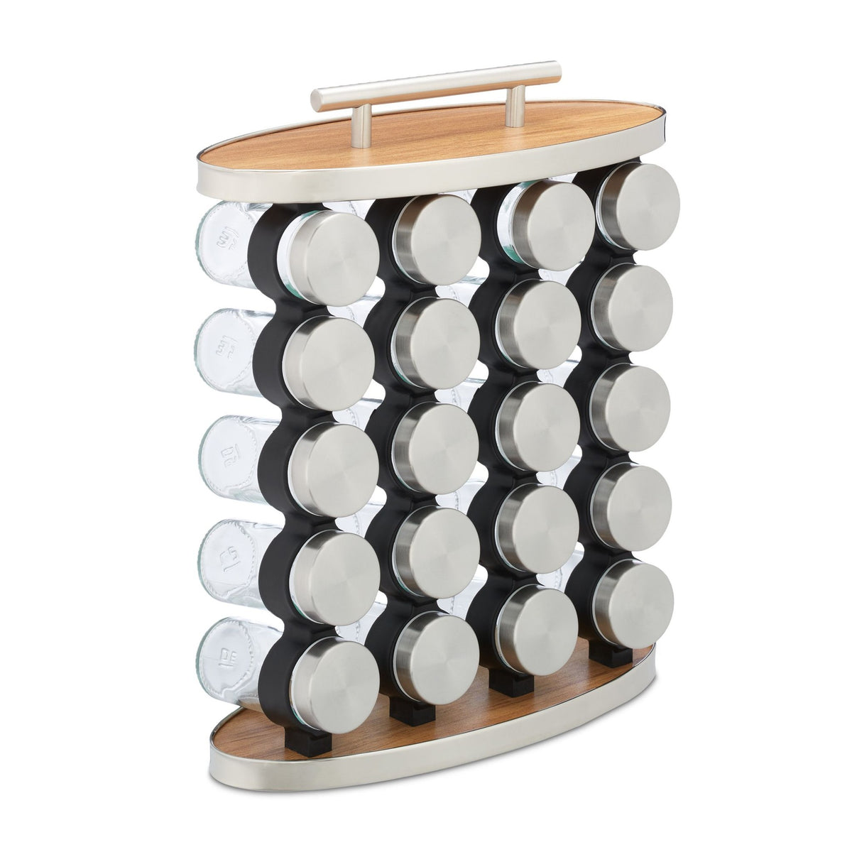Portable spice rack with 20 jars
