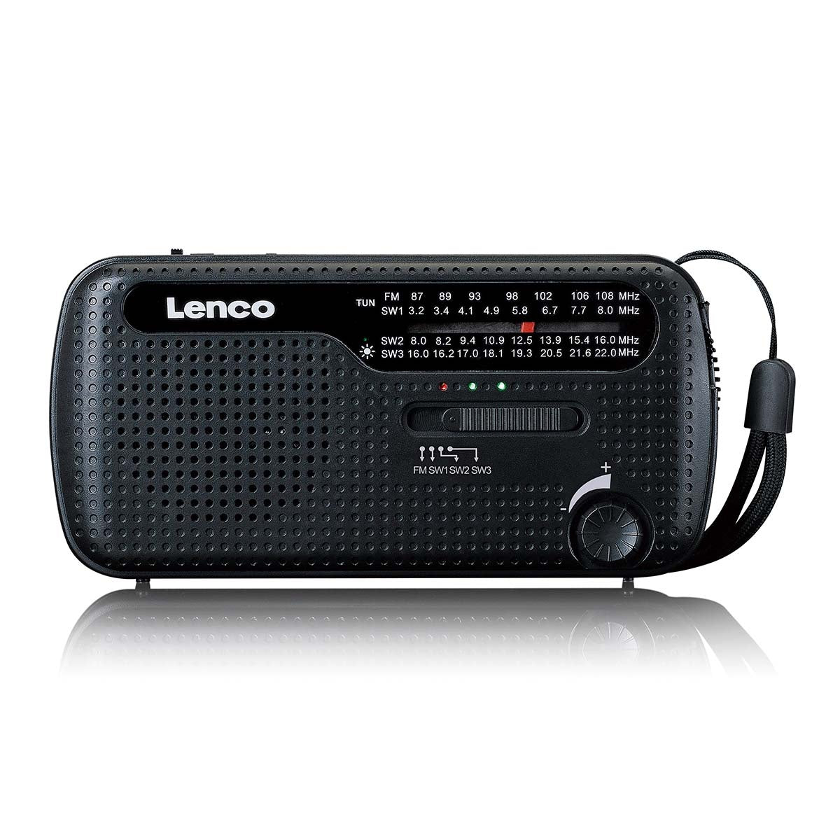 Portable wind-up emergency radio flashlight and power bank in one Black