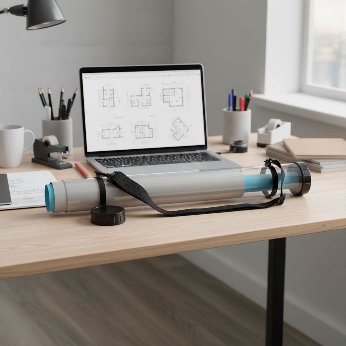 Poster Tube for Safe Transport, Transparent, Adjustable Strap