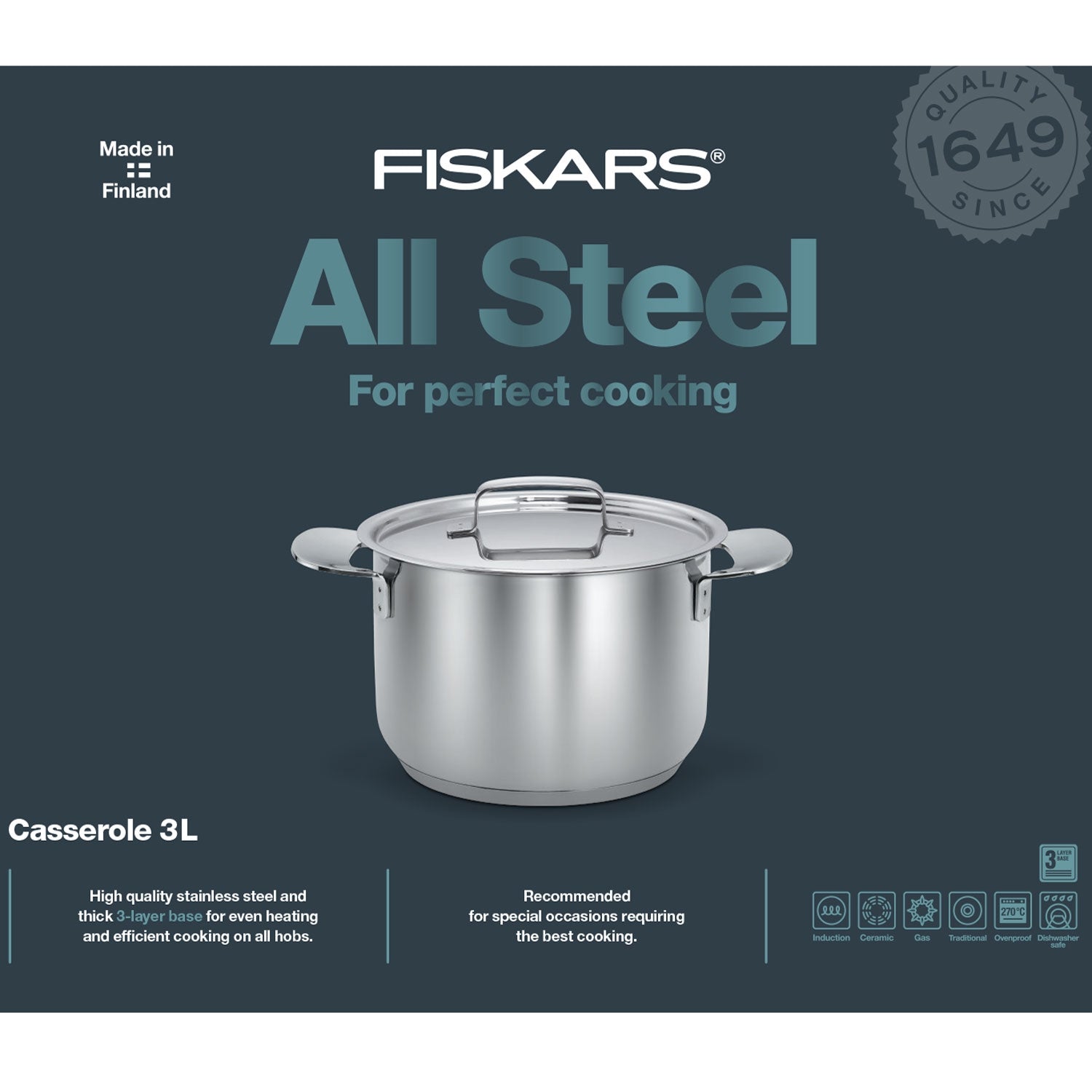Pot 18cm/3.0l All Steel