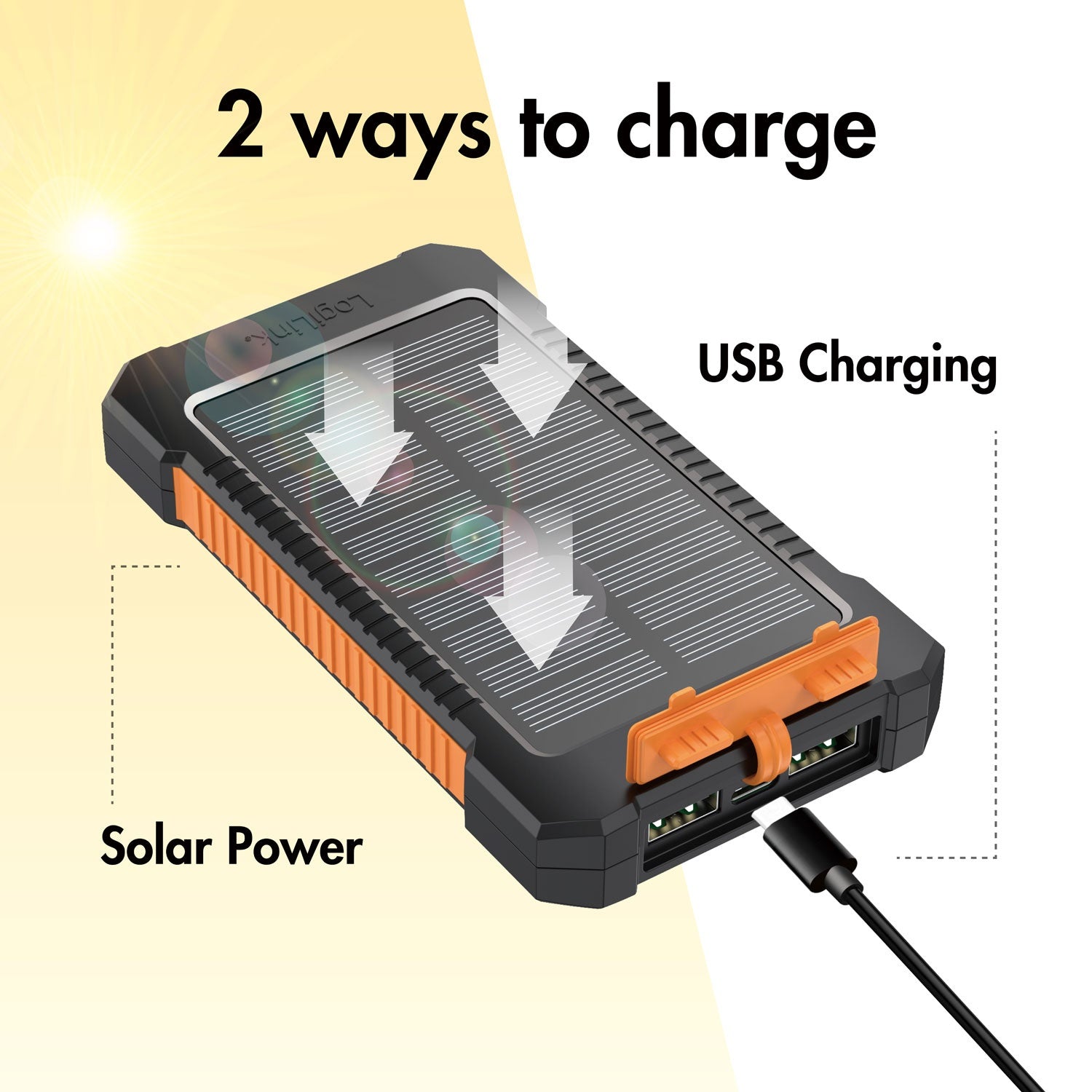 PowerBank 6,000 mAh 10W Solar cell Black/Orange