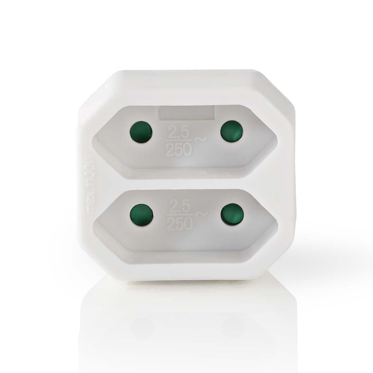 Power Outlet Splitter | Type F (CEE 7/7) | 250 V AC 50 Hz | French / Type C (CEE 7/16) | 250 V AC 50/60 Hz | 2.5 A| 1100 W | White