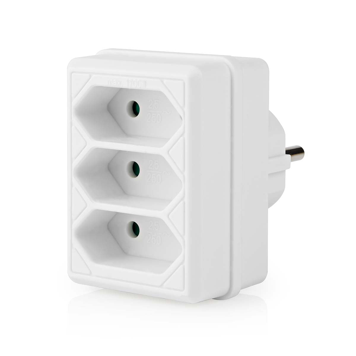 Power Outlet Splitter | Type F (CEE 7/7) | 250 V AC 50 Hz | French / Type C (CEE 7/16) | 250 V AC 50/60 Hz | 2.5 A| 1700 W | White