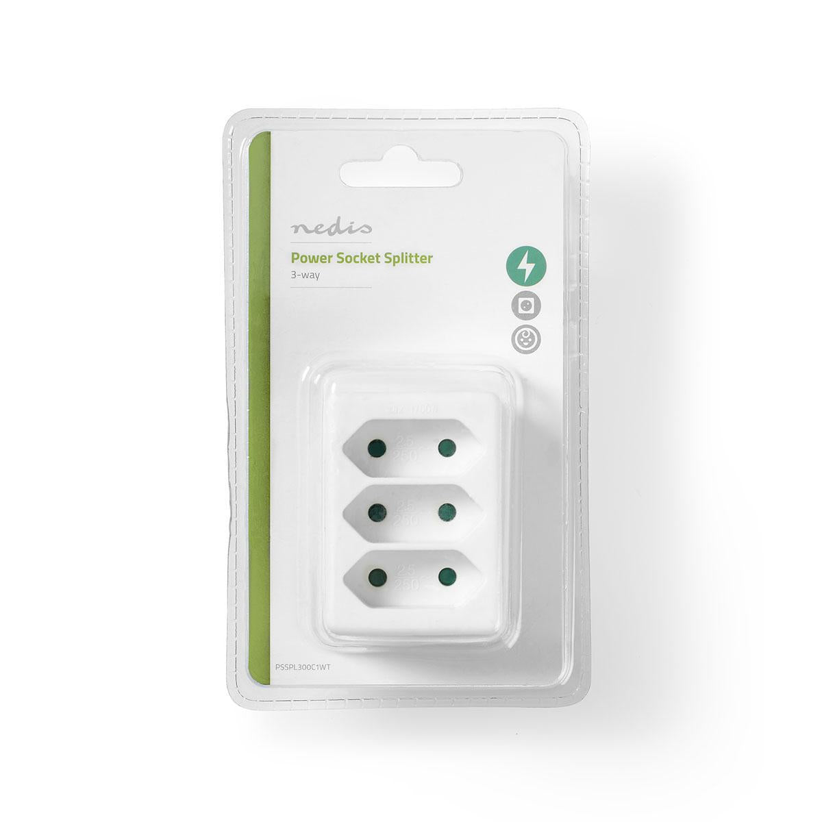 Power Outlet Splitter | Type F (CEE 7/7) | 250 V AC 50 Hz | French / Type C (CEE 7/16) | 250 V AC 50/60 Hz | 2.5 A| 1700 W | White