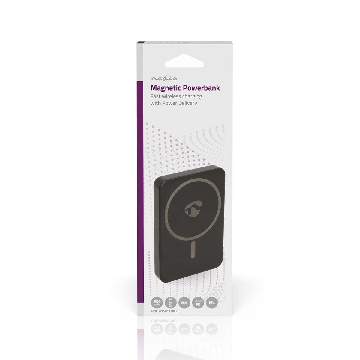 Powerbank | 5000 mAh | Wireless charging | 1.67 / 2.22 / 3.0 A | Number of outputs: 1 | Output connection: 1x USB-C™ | Input connection: 1x USB-C™ | PD3.0 20W | Lithium-Polymer