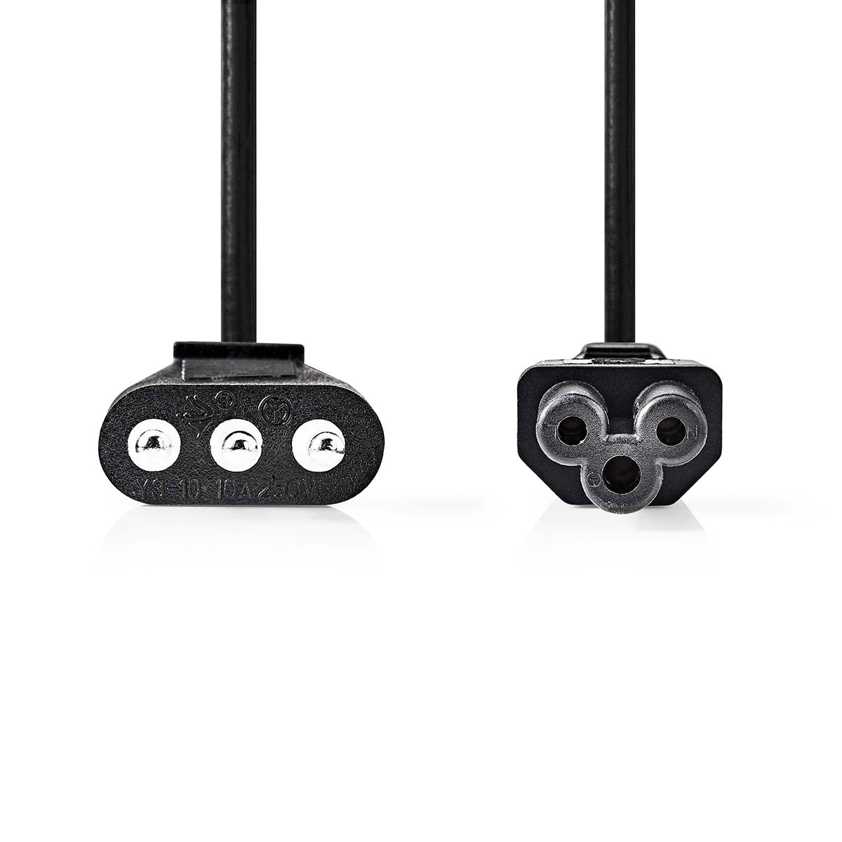 Power cable | Italy Male | IEC-320-C5 | Straight | Straight | Nickel Plated | 2.00 m | Round | PVC | Black | Label