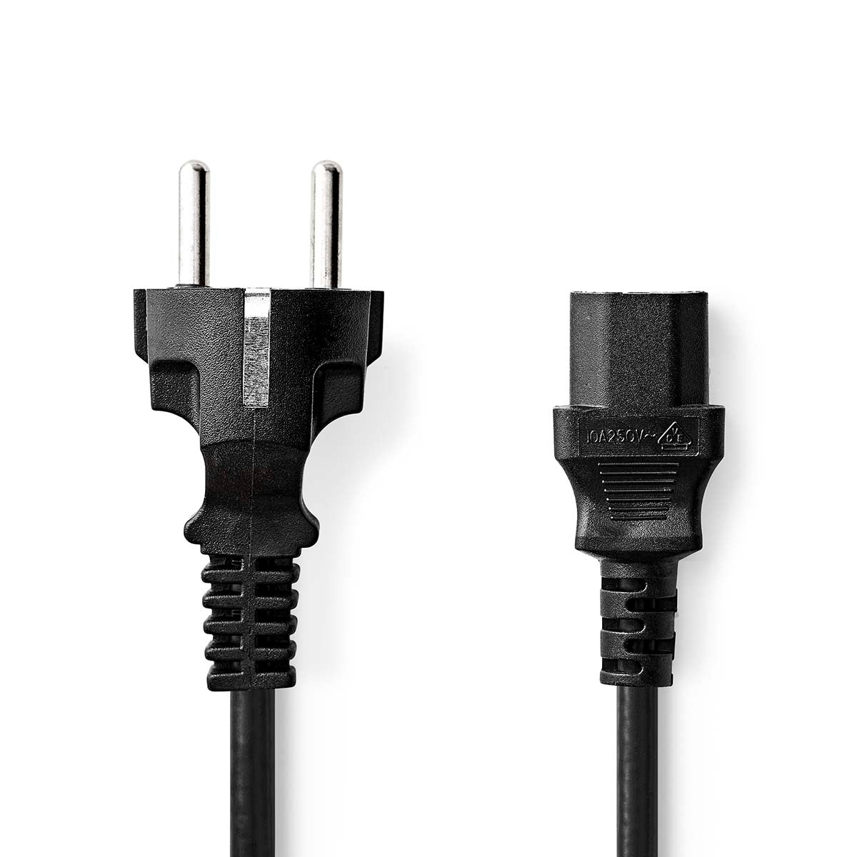 Power cable | Power connector Male | IEC-320-C13 | Straight | Straight | Nickel Plated | 2.00 m | Round | PVC | Black | Label