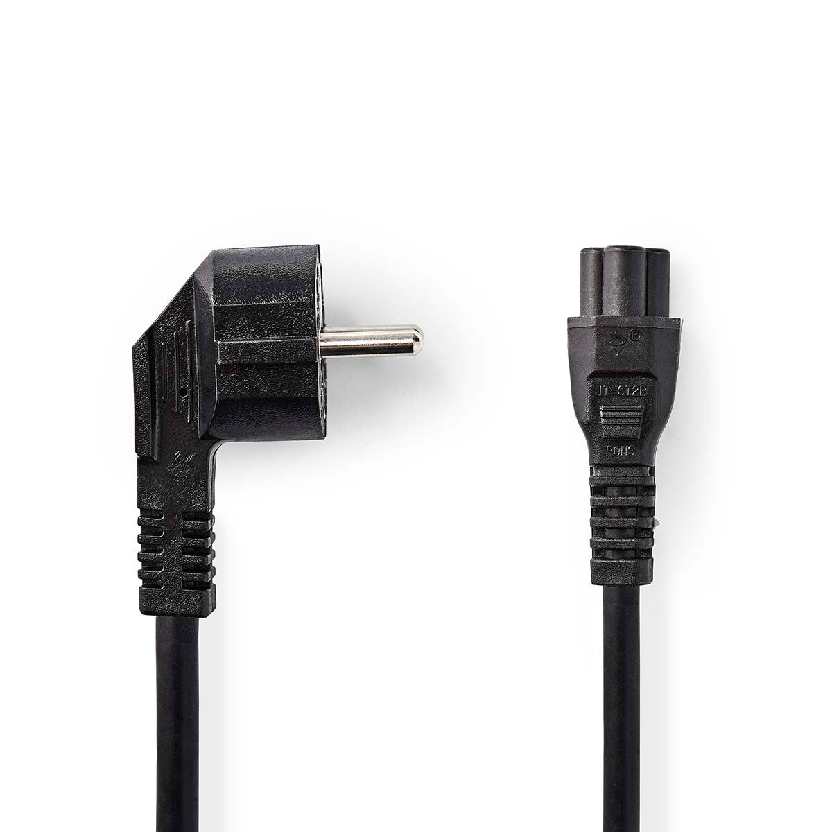 Power cable | Power connector Male | IEC-320-C5 | Angled | Straight | Nickel Plated | 2.00 m | Round | PVC | Black | Box