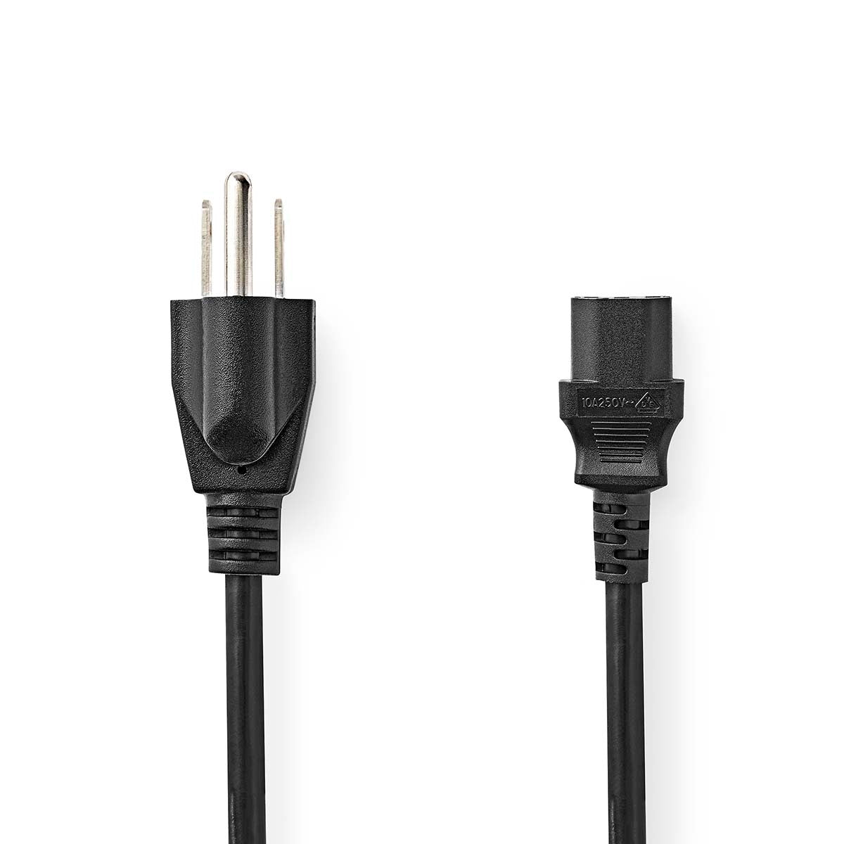 Power cable | USA Male | IEC-320-C13 | Straight | Straight | Nickel Plated | 2.00 m | Round | PVC | Black | Label