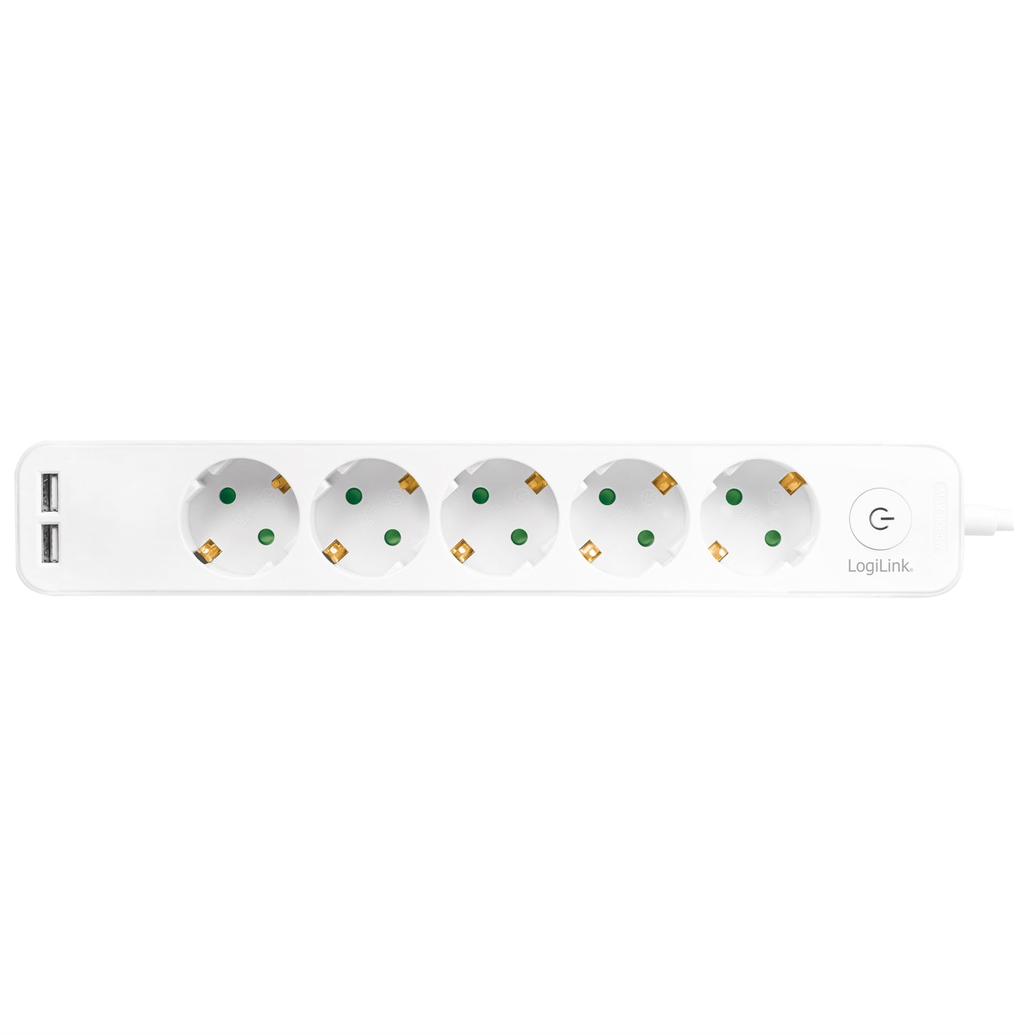 Power outlet 5-way + 2 USB with switch 1.5m White