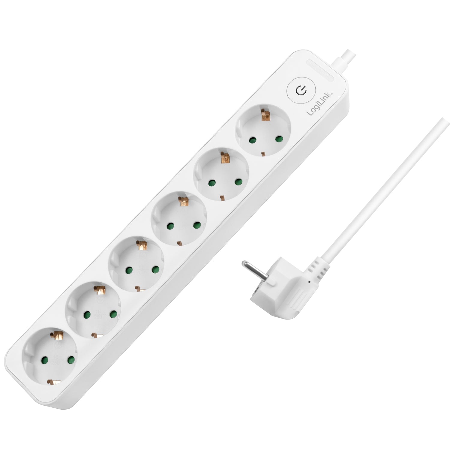 Power outlet 6-way with switch 1.5m White