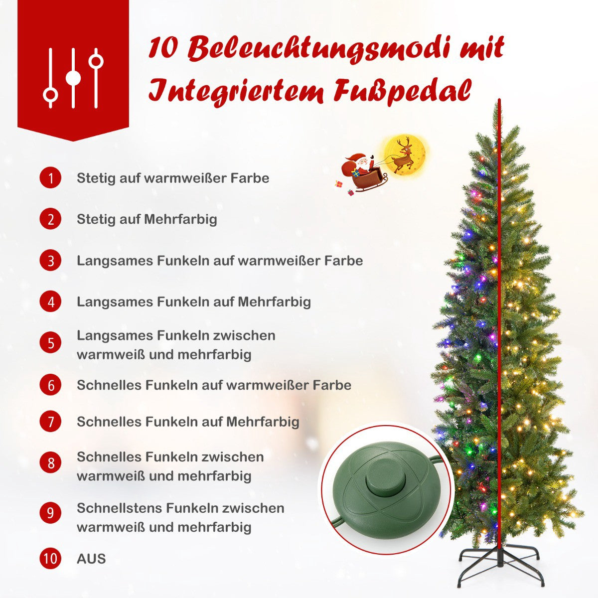 Pre-Lit Artificial Christmas Tree 180cm, 270 LED, 648 Tips