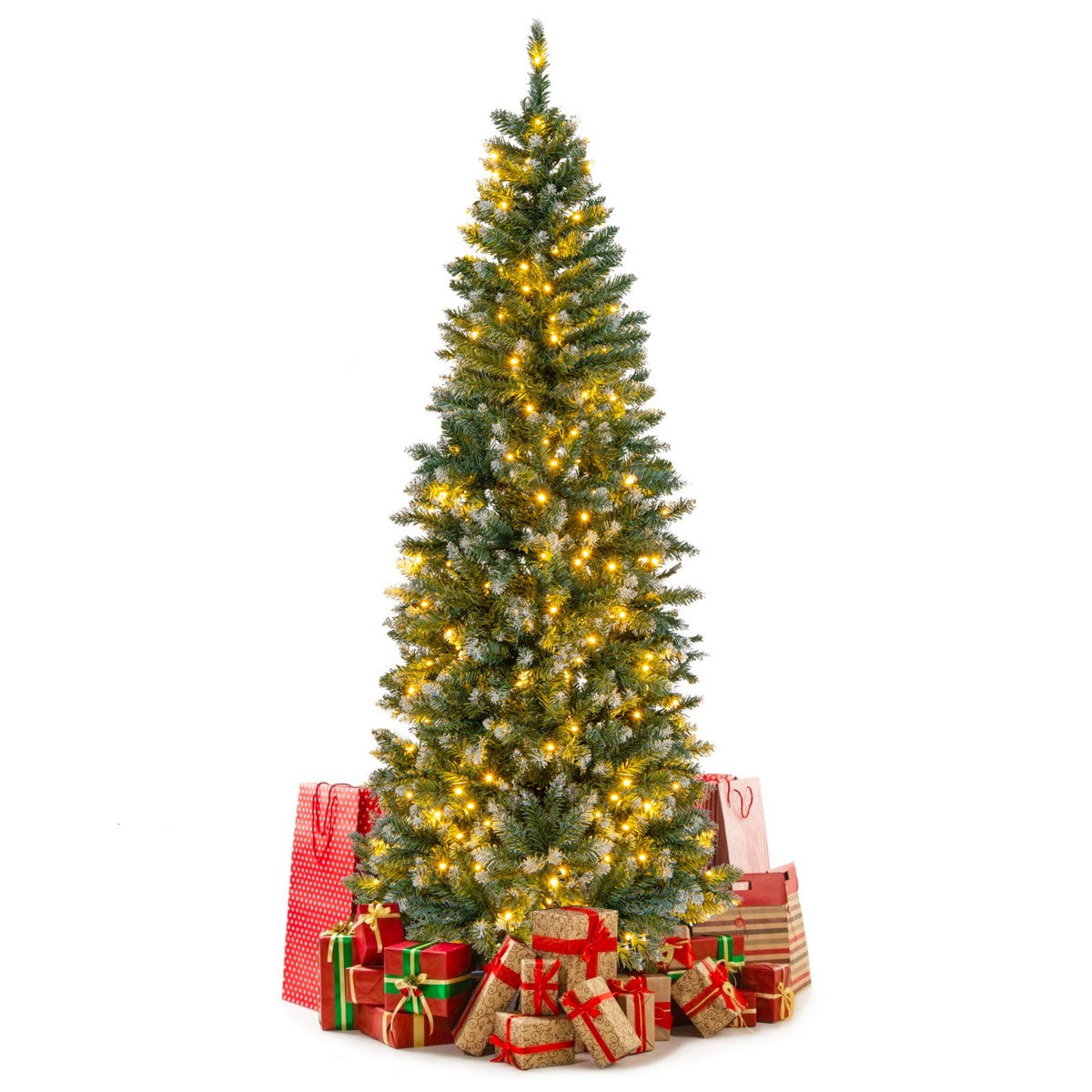 Pre-Lit Artificial Christmas Tree 180cm, Slim, 250 LEDs