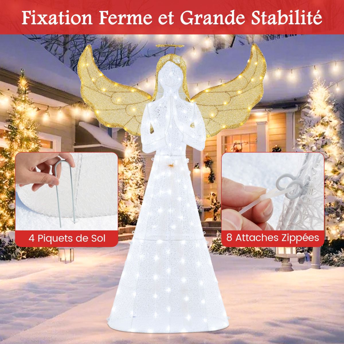 Pre-Lit Christmas Angel 1.55m, 150 LED, Indoor Outdoor