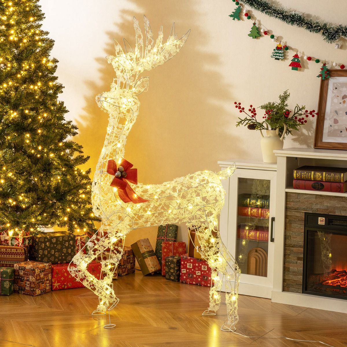Pre-Lit Christmas Deer, 150 cm, 100 LEDs Indoor Outdoor