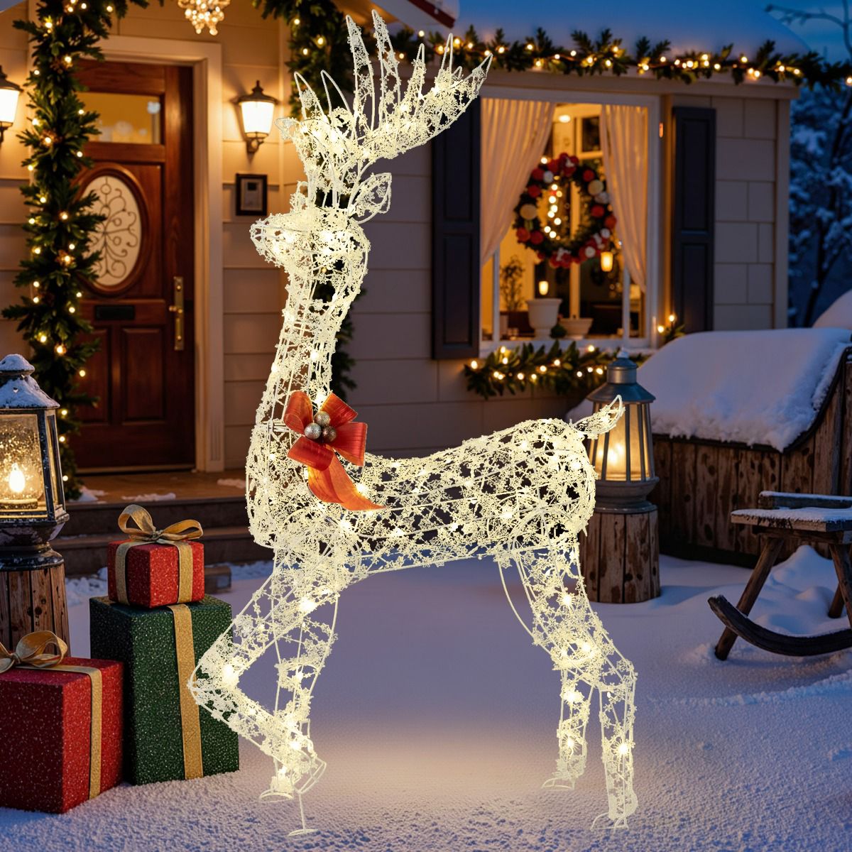Pre-Lit Christmas Deer, 150 cm, 100 LEDs Indoor Outdoor