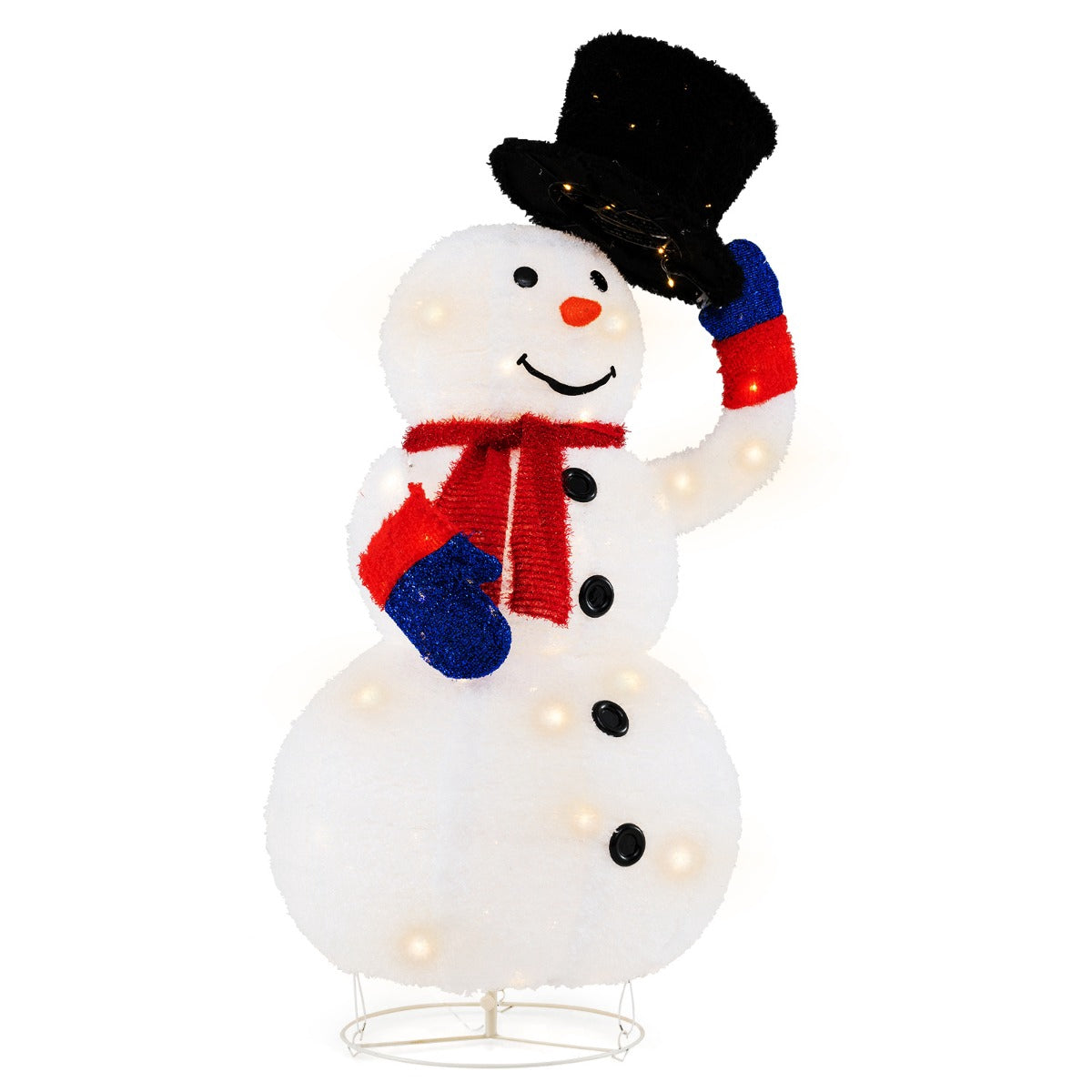 Pre-Lit Christmas Snowman 130cm, 120 Warm LED, Timer