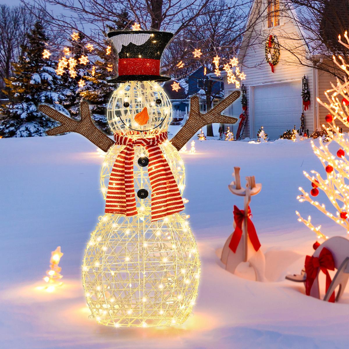 Pre-Lit Christmas Snowman – 80 Warm LED, 110 cm