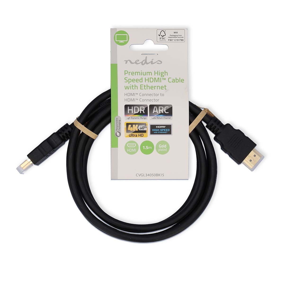 Premium High Speed HDMI™ Cable with Ethernet | HDMI™ Connector | HDMI™ Connector | 4K@60Hz | 18 Gbps | 1.50 m | Round | PVC | Black | Label