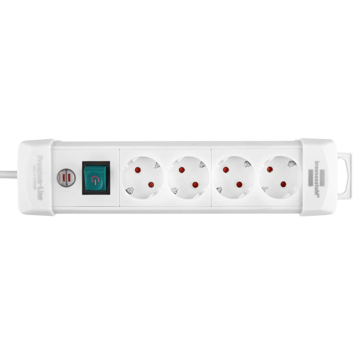 Premium-Line, 4-way socket strip (socket strip with switch and 1.8 m cable - 45° angle of protective contact sockets, made in Germany) white TYPE F
